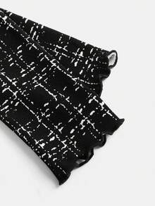 Tween Girl Autumn/Winter Color Block Splice Elegant Fitted A-Line Button Decor Long Dress, Black - Coffee - View 5