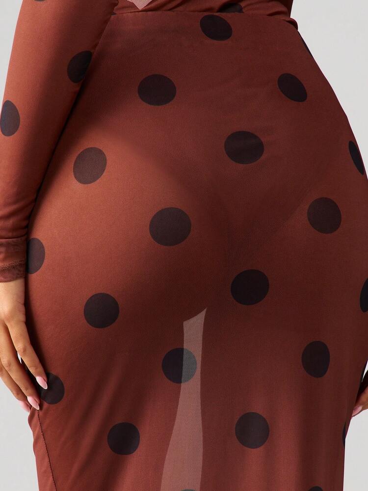 MISSGUIDED Mesh Polka Dot Maxi Skirt With High Waist