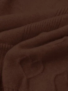 Elamini 可爱心形休闲百搭女式毛衣 - 棕色 - 查看 6