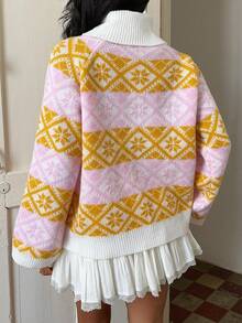 SHEIN Unity Casual Versatile Fair Isle Sweater - Multicolor - View 2