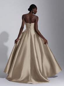 Elitara 优雅奢华的红色露肩长裙，喇叭形下摆，适合婚礼、派对、度假、庆典、正式活动（重度装饰） - 淺灰紫 - 查看 3