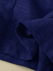 Rusticease Women's Casual Solid Color Wide Leg Pants Navy Blue - Blue - View 4