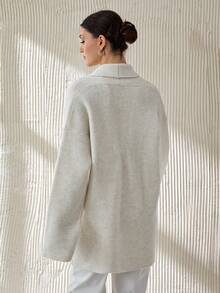 CLARA VERO Woman Soft Winter Heavy Cardigan With Double Button Detailed,Cardigans,Petite,Tall - Beige - View 2