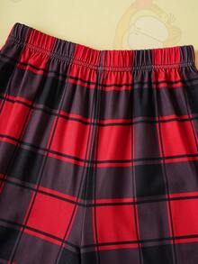 GARFIELD | SHEIN 2-teiliges Weihnachts-Katzen- und Geschenkbox-Muster-Top und rot-schwarz karierte Hose Pyjama-Set für Tween-Jungen, Herbst/Winter