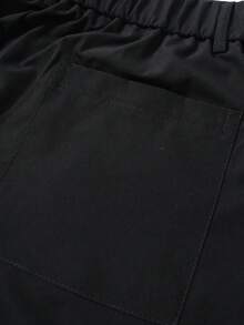 Calvornis Solid Color Pocket Business Casual Straight Leg Trousers - Black - View 8