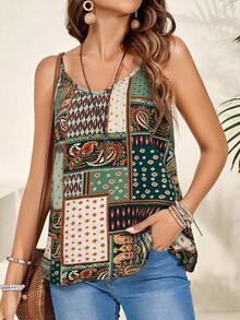 EMERY ROSE Top sin mangas de estilo bohemio y versátil para mujer de verano - Multicolor - Ver 1