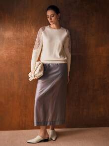 MOTF PREMIUM Pull tricoté élégant à col rond et manches longues avec perles, automne/hiver