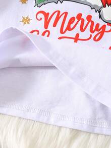 SHEIN 4件套男婴家庭亲子圣诞短袖T恤，可爱卡通印花针织上衣，冬季款 - 彩色 - 查看 5