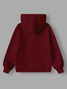 SHEIN EZwear Felpa con collo alto e mezza chiusura lampo, in pile, casual e ampia, con coulisse, colore bordeaux, adatta per l'autunno/inverno - Bordò - Visualizzare 2