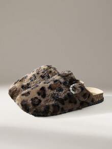 Solecia Dép lê nữ, giày mules đế bằng, mũi kín, giày lười, lót lông mềm mại, thích hợp cho mùa thu/đông - màu nâu - Xem 3