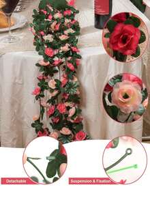 SHEIN Basic living 1/2/5件/包 人造花卉植物 45头仿真玫瑰藤蔓花卉 家居酒店办公室婚礼派对花园工艺品装饰