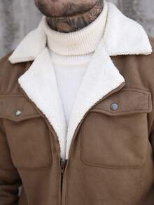 Manfinity Homme 男士时尚多功能保暖长袖外套，秋冬季 - 棕色 - 查看 2