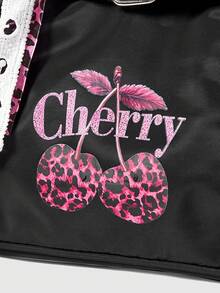 ROMWE Kawaii Women's Retro Y2K Commuting Versatile Large Capacity Bowknot Cherry Sweet Cool Shoulder Tote Bag - Black - View 2