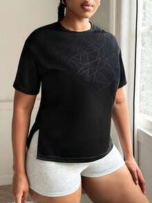 Rhythm Era 全新百搭休闲户外跑步健身瑜伽运动T恤 - 黑色 - 查看 3