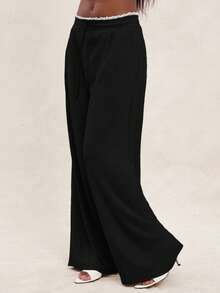 NYA SZN Pants Wide Leg Trousers Matching Summer Lounge Pants Comfortable For Women - Black - View 5