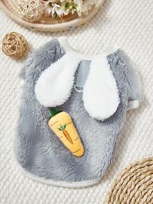 PETSIN 秋冬天鹅绒宠物背心 – 柔软羊毛外套，带牵引扣，适合小型犬、猫和小动物 | 舒适、时尚、适合节日的服装 - 灰色 - 查看 1