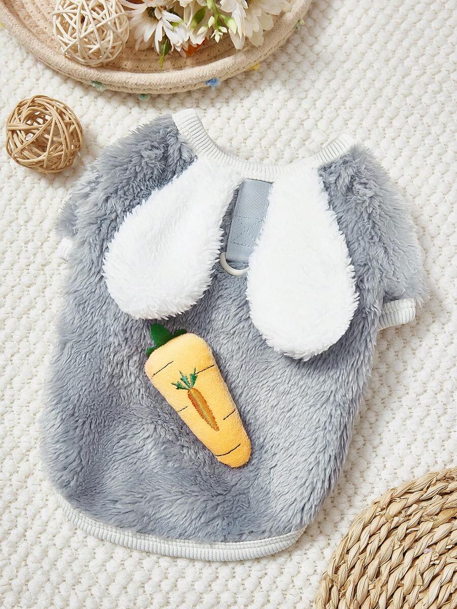 PETSIN 秋冬天鹅绒宠物背心 – 柔软羊毛外套，带牵引扣，适合小型犬、猫和小动物 | 舒适、时尚、适合节日的服装 - 灰色 - 查看 1