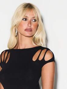 KIZN Váy midi bodycon không tay có chi tiết khoét vai và thiết kế hở lưng cho những buổi tiệc tùng - màu nâu - Xem 7