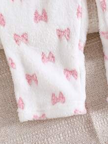 Genkimix Kids 2件套女童毛绒格子长袖上衣和裤子休闲舒适柔软睡衣套装 - 粉色 - 查看 6