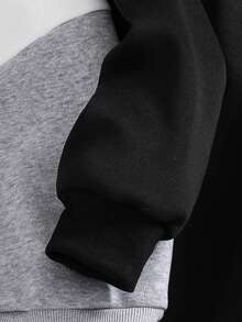 2pcs/Set Teenage Boys' Patchwork Hoodie Jacket And Pants Set, Soft Fabric, Comfortable, Suitable For Autumn/Winter, Outdoor Sports, Casual Outings, School, Versatile Wear - Black and White - View 3