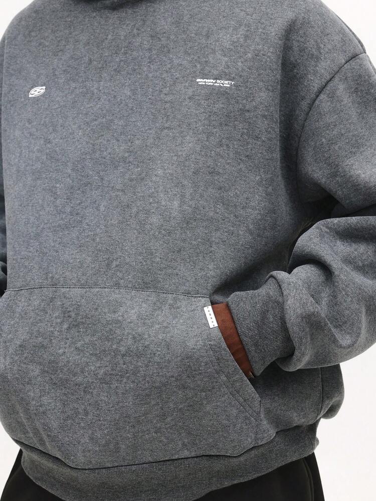 Washed Effect Overhead Hoodie With Centre Pocket