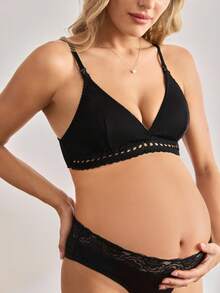 Moonlight&Mama Comfortable Daily Nursing Bra (No Lining, No Underwire) - Black - View 3