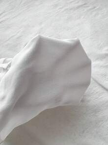 SHEIN 少女纯色圆领修身休闲短款长袖T恤 - 白色 - 查看 4