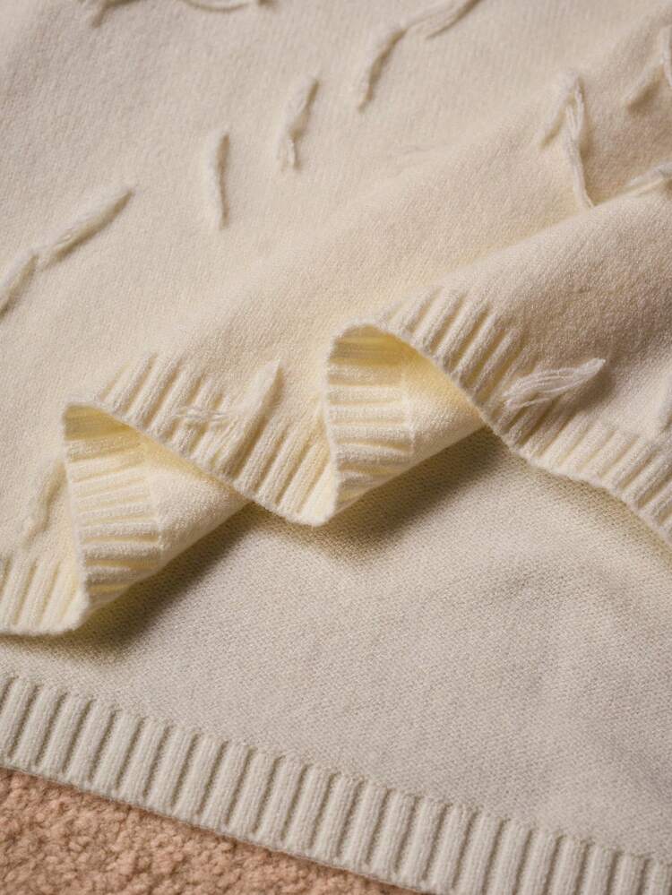 라인스톤 프린지 디테일 드롭 숄더 오버사이즈 스웨터 & 니트 스커트 세트