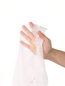 DelicateAllure Váy ngủ Babydoll ren chắp vá gợi cảm màu tương phản nơ mỏng dành cho nữ - trắng - Xem 6
