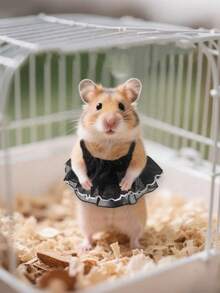 1件可爱小宠物连衣裙 迷你针织雪貂衣服 手工仓鼠公主裙 透气宠物服装