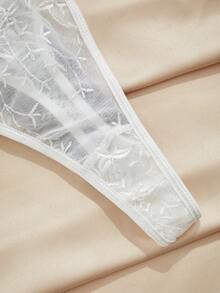 Charlaine 3 件浪漫简约优雅蕾丝暗黑浪漫丁字裤，法式时尚秋季婚礼系列，夏季假日 - 彩色 - 查看 4