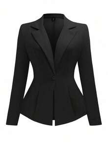 Vionelle Áo khoác blazer công sở cỡ lớn vừa vặn - màu đen - Xem 1
