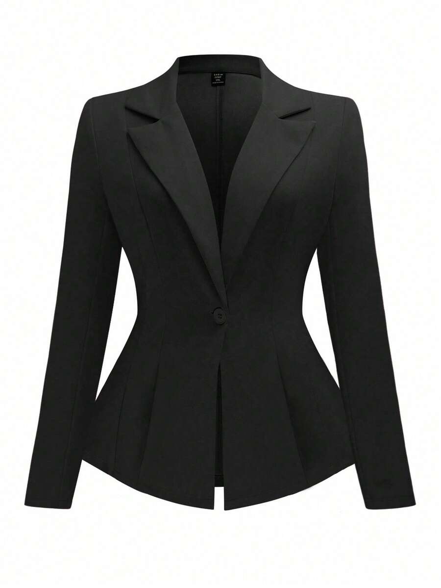 Vionelle Plus Size Fitted Business Blazer - Black - View 1