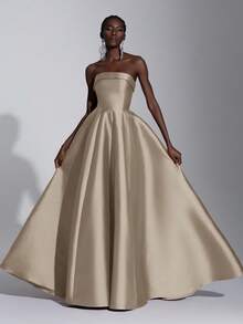 Elitara 优雅奢华的红色露肩长裙，喇叭形下摆，适合婚礼、派对、度假、庆典、正式活动（重度装饰） - 淺灰紫 - 查看 4