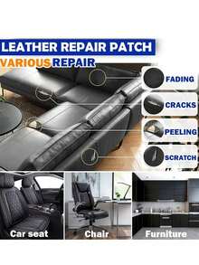 1pc Self-Adhesive Leather Repair Tape, Leather Patching Kit, Suitable For Sofa, Furniture, Car Seat, Leather Tear Repair, Cuttable Sofa Patch, Applicable To Hotel/Restaurant/Office/Commercial Use - Black - View 7