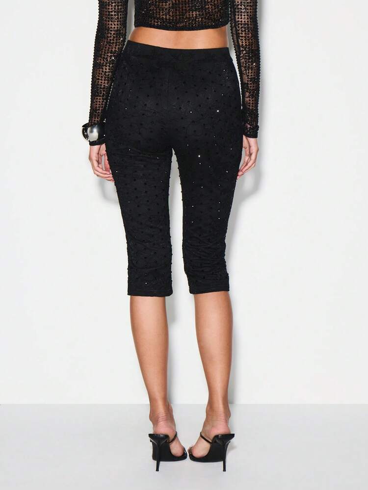 KIZN Sequined Lace Capri Leggings