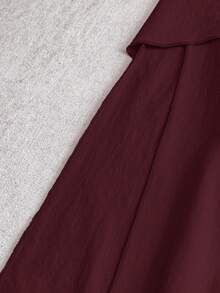 Franclia 夏季优雅腰部褶饰十字交叉高开衩露背连衣裙 - 酒紅色 - 查看 7