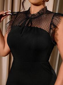 Cravure Vestido de mujer sin mangas con cuello redondo y dobladillo con volantes - Negro - Ver 6