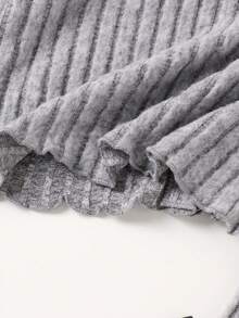 Elladie kids 2 Stücke/Set Kleinkind Mädchen süßer flauschiger gerippter Langarm-Top mit Schleifen-Dekor, modisch & niedlich kombiniert mit lässiger Sporthose