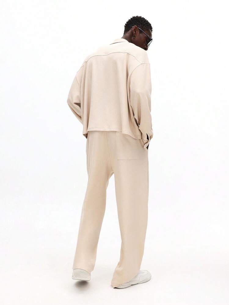 리브 코듀로이 오버셔츠와 매칭 팬츠 세트