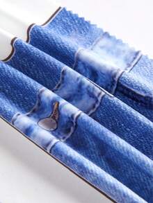 SHEIN 2 件套男婴和女婴复古英式针织加垫运动衫和牛仔风格裤子套装，适合休闲穿着或外出