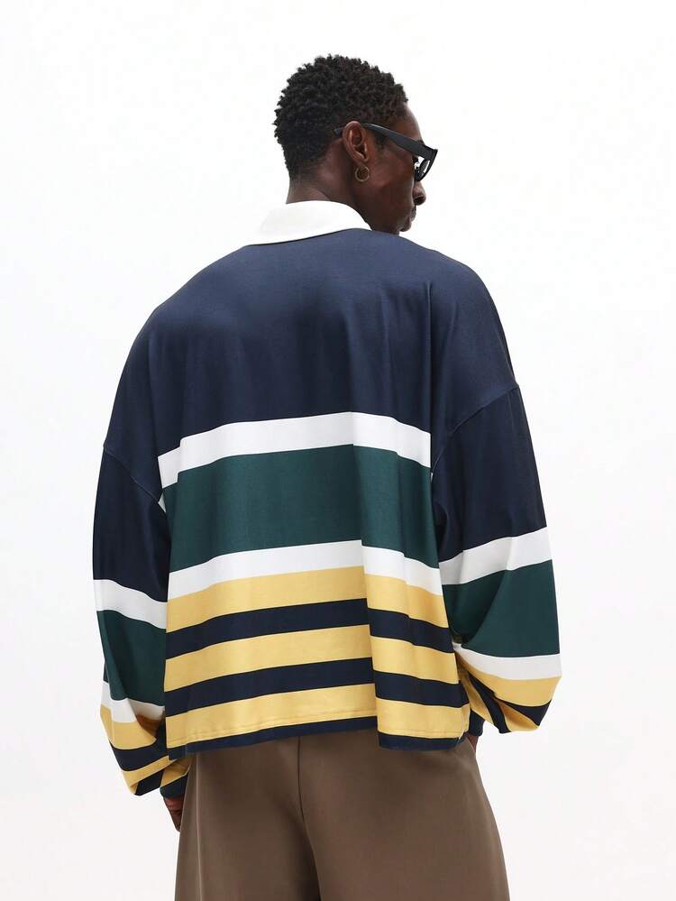 Color Block Rugby Polo With Logo