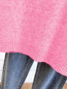 Franclia V-Neck 2 In 1 Long Sleeve Sweater, Autumn/Winter - Hot Pink - View 6