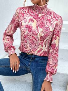 EMERY ROSE Women's Fashion Casual Paisley Print Turndown Collar Cuff Shirt - Multicolor - View 6