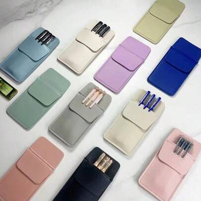 Estojo para canetas de enfermagem (1/2 unidades), com bolso frontal fixo, à prova de vazamentos, estojo médico espesso em PVC, disponível em várias cores.