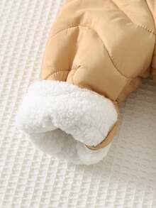 Cozy Pixies Baby Boy Cartoon Bear Pattern Contrast Color Hooded Winter Coat, Versatile & Comfortable For Indoor, Outdoor Casual, Skiing, Back To School, Daily Wear, Sports, Play, Party