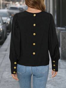 EMERY ROSE Damen Schwarze Bluse mit Puffärmeln