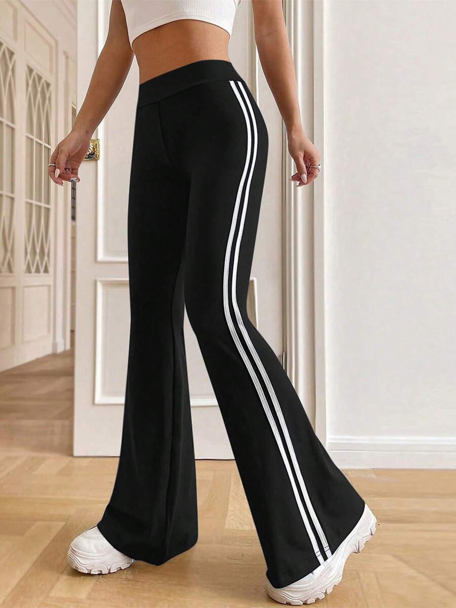 Tween Girl American Style Casual Striped Green Pants