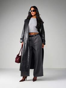 MISSGUIDED 宽松针织短袖上衣，侧面有刺绣细节，适合女士休闲针织衫 - 灰色 - 查看 4