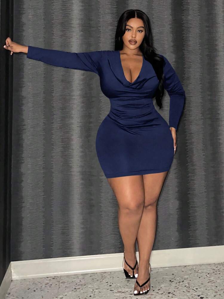 navy blue dress bodycon Square Neck Cut Out Back Mini Bodycon Dress In Navy Blue Sequin | EGO US